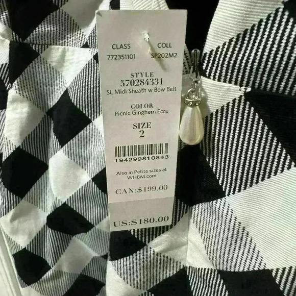 White House Black Market Gingham Sheath Dress Size 2 NWT - Picture 8 of 14